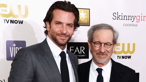 Actor Bradley Cooper and director Steven Spielberg attend the 18th Annual Critics' Choice Movie Awards held at Barker Hangar on January 10, 2013 in Santa Monica, California.  (Photo by Larry Busacca/Getty Images for BFCA)